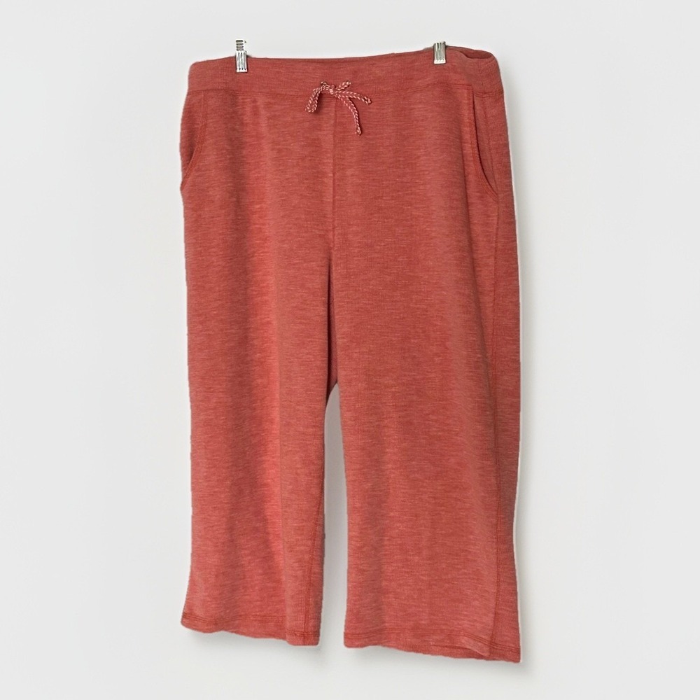 Chico's Weekends Capri Pants Womens‎ 3 Ribbed Coral Drawstring Lounge Wide Leg